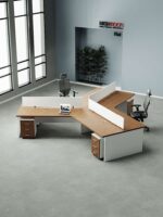 Flat 3 Cluster Workstation (White Leg)- Highmoon Office Furniture