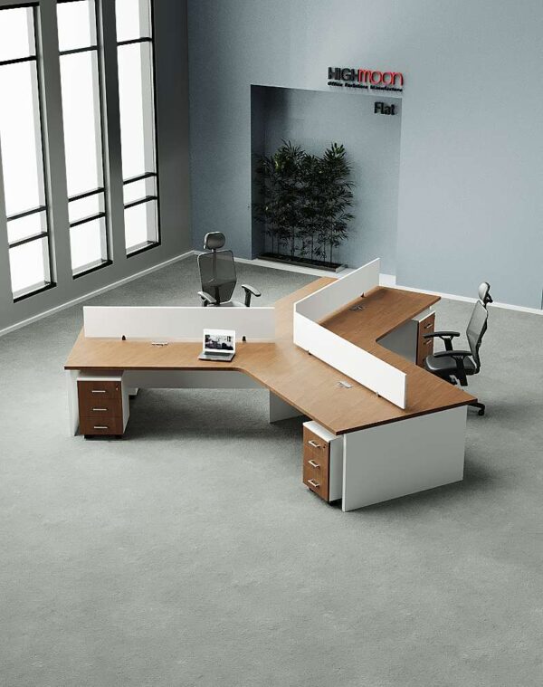 Flat 3 Cluster Workstation (White Leg)- Highmoon Office Furniture